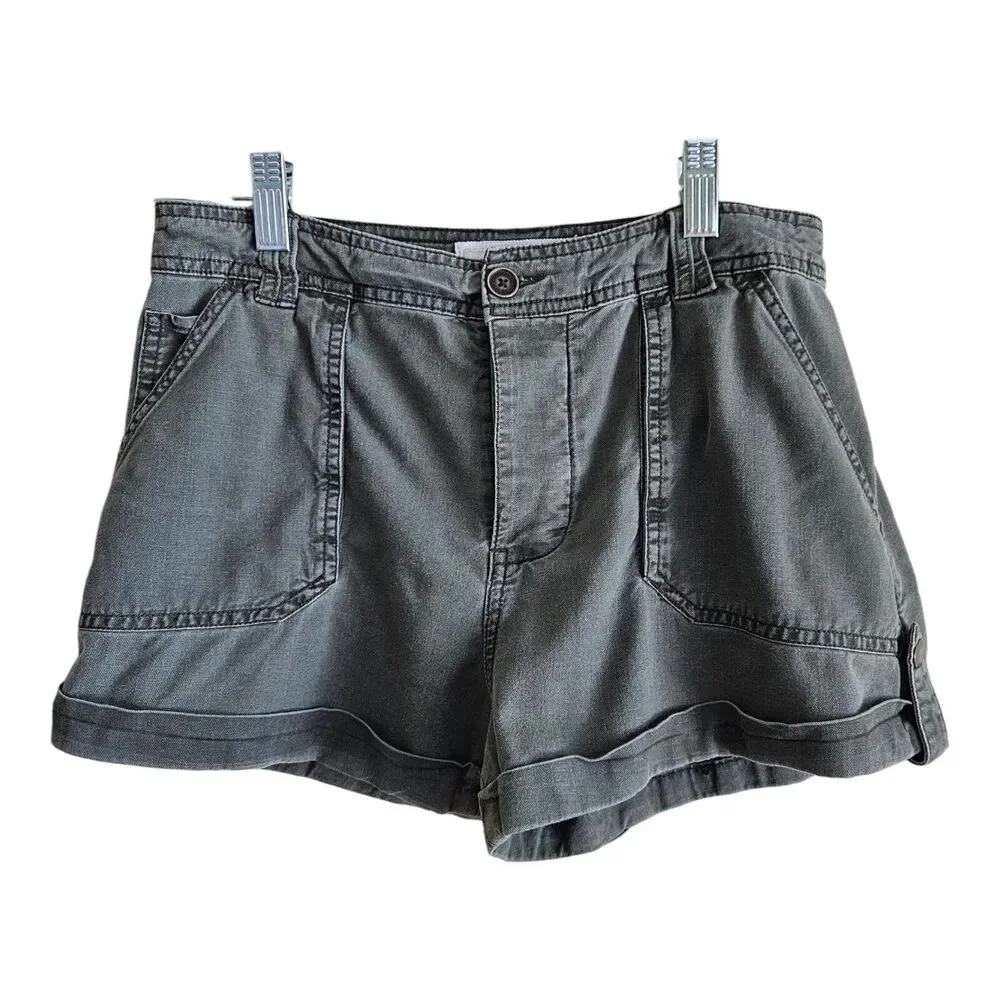 ABERCROMBIE & FITCH Women's Size 0 Shorts Olive Green Button Fly Cuffed 26 x 2